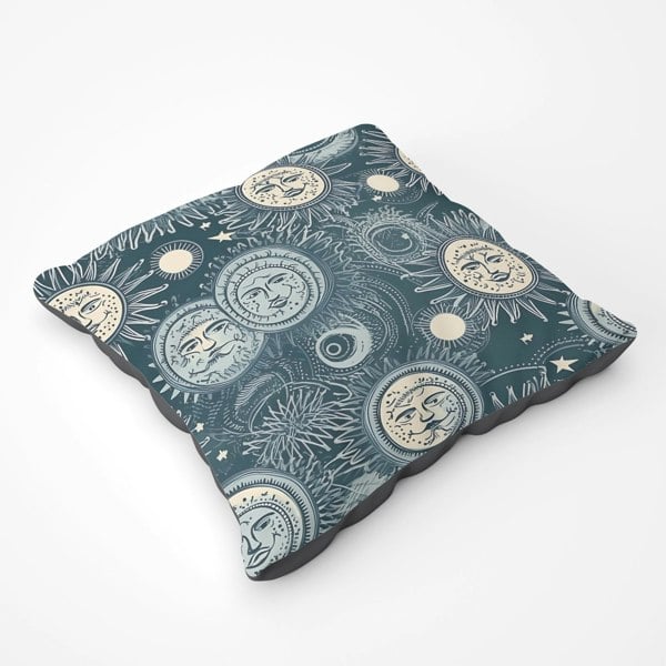 Warren Reed Silver Blue Moon And Stars Floor Cushion