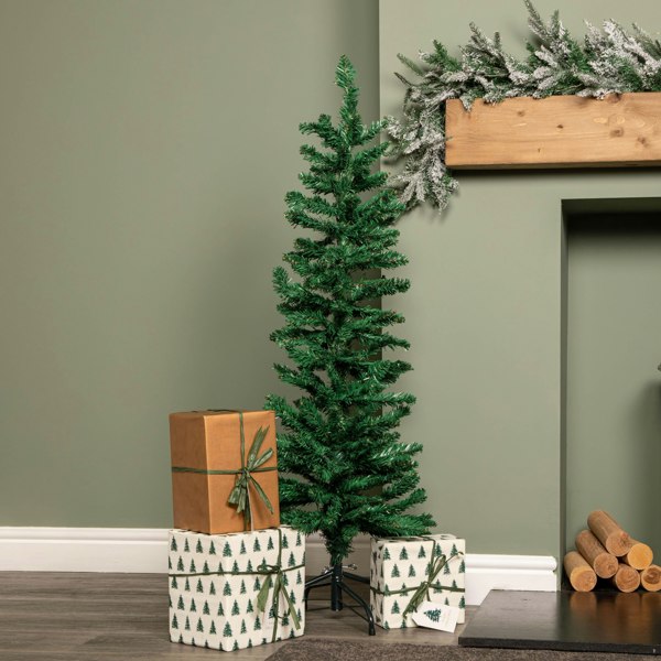 Samuel Alexander 4ft (1.2m) Green Artificial Pencil Christmas Tree With Green Metal Stand and 168 Tips