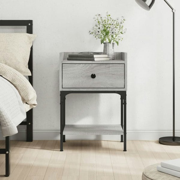 Berkfield Bedside Table Grey Sonoma 40.5x31x60 cm Engineered Wood