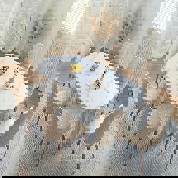 Peru Oval Dining Table, White, side view of dining table oval