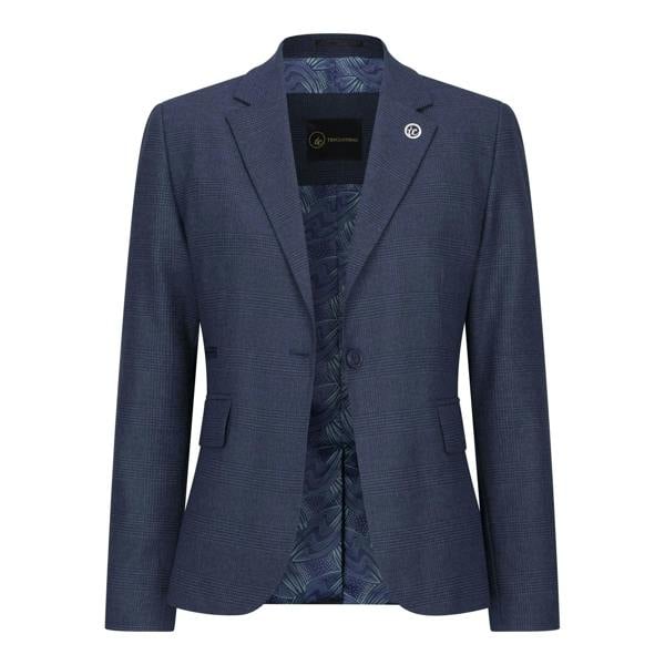 TruClothing Women's Navy Three-Piece Tailored Fit Suit in Prince of Wales Check