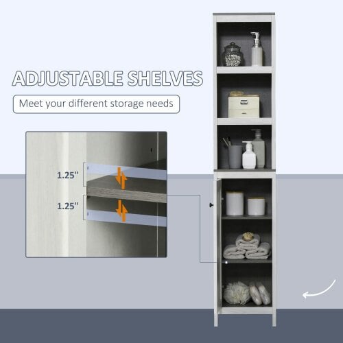 Wyld Haus Salata Tall Freestanding Bathroom Storage Cabinet With Open Shelves And Adjustable Interior Antique White