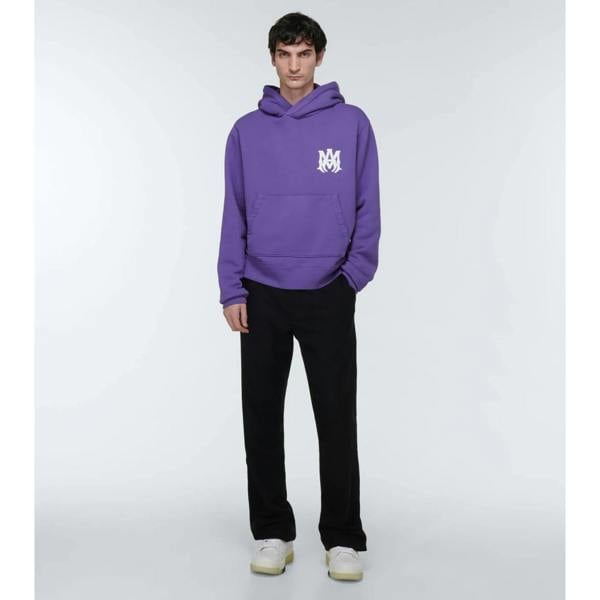 Amiri Logo Printed Cotton Hoodie   in  Purple