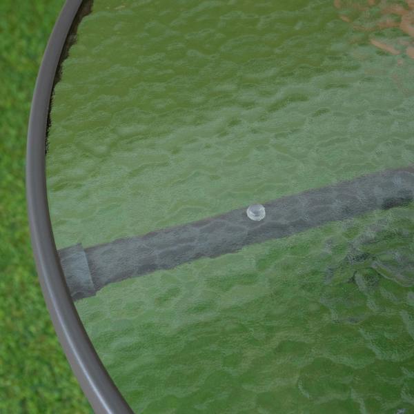 Samuel Alexander 4 Person Outdoor Round Garden Table with Glass Top in Grey