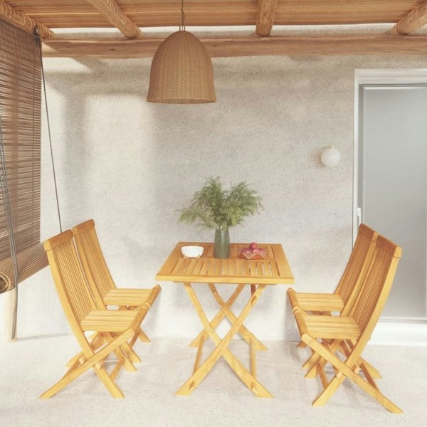 Berkfield 5 Piece Garden Dining Set Solid Teak Wood