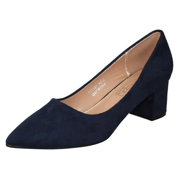 Spot On Ladies Spot On Mid Block Heel Pointed Toe Court Shoes F90127
