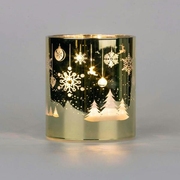 12cm Gold Glass Christmas Vase Lamp with Warm White LED Lights for Festive Indoor Display image 1