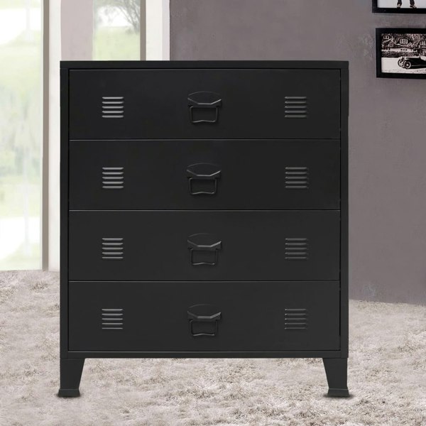 Berkfield Chest of Drawers Metal Industrial Style 78x40x93 cm Black