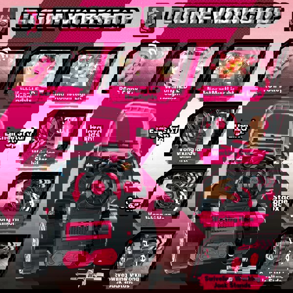 deAO Toys Pink Take Apart Building Truck Pretend Play Realistic Mechanic Toy