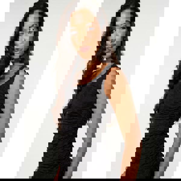 Pink Vanilla Jersey Jacquard Square Neck Mini Dress