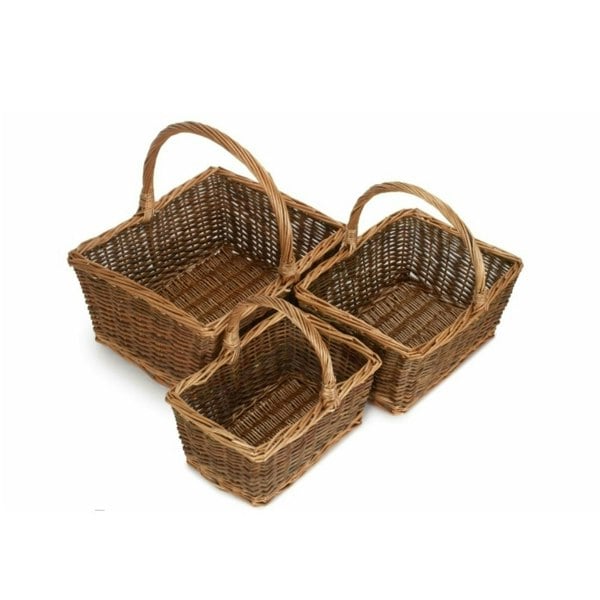 Rectangular Unpeeled Willow Shopping Basket
