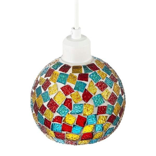Multi-Colour Geometric Mosaic Dome Pendant Ceiling Lighting Shade Image 3