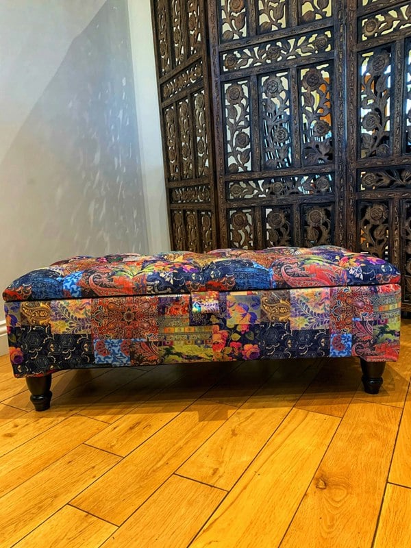 Coffee table Demask multicolour Ottoman with Storage | Patterned Footstool Pouffe | Colourful Ottoman Storage Bench - ISTOOLS