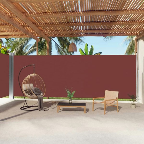 Berkfield Retractable Side Awning Brown 220x1000 cm