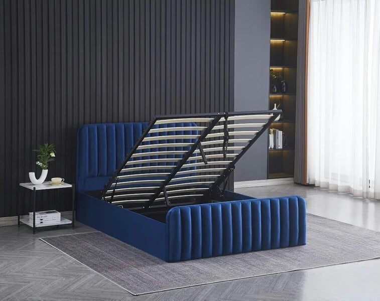 Kosy Koala Ottoman Gas Lift Storage Bed 4ft6 Double Blue Velvet Bedroom Furniture