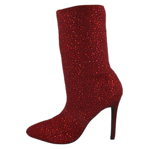 Anne Michelle Ladies Anne Michelle High Heel Diamante Studded Calf Boots