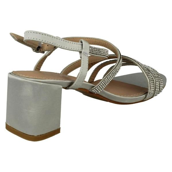 Spot On Ladies Spot On Diamante Strappy Block Heeled Sandals F12037