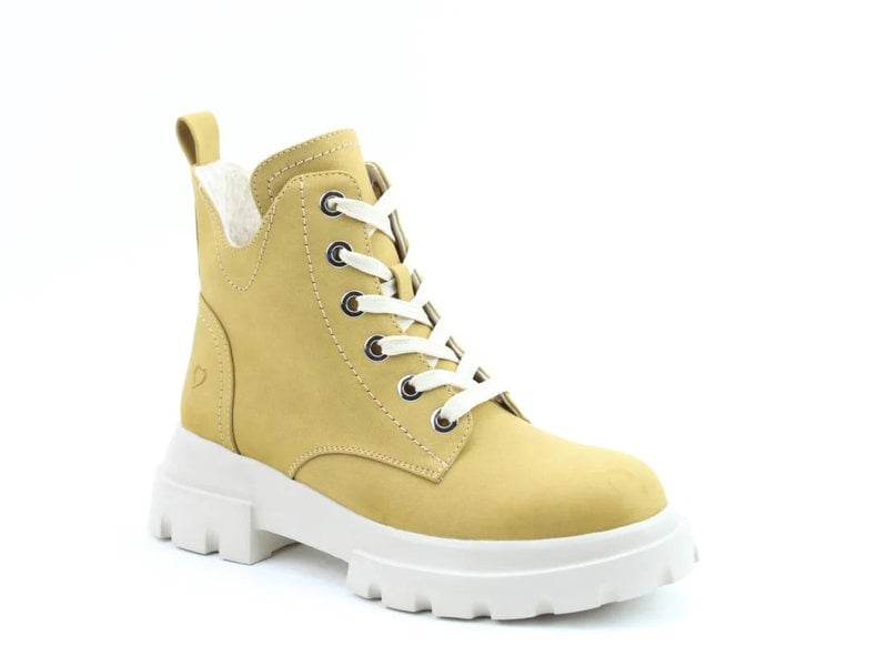 Heavenly Feet CLEA Womens Lace Ankle Boots Mustard