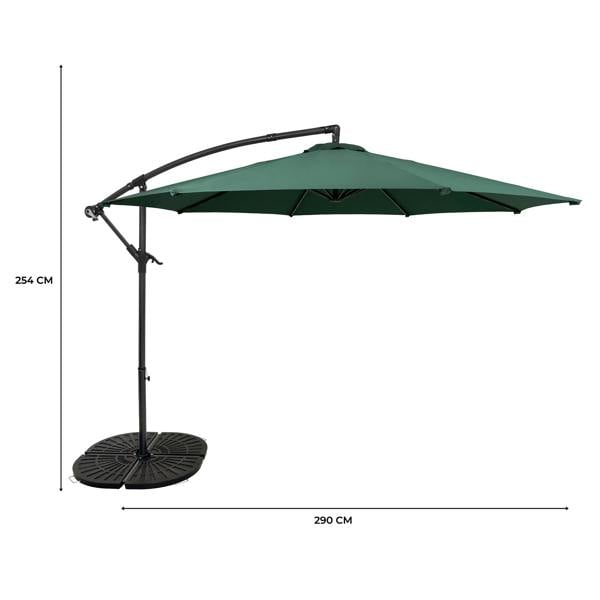 Jardi Cantilever Parasol 3m With Full Fan Base – Green