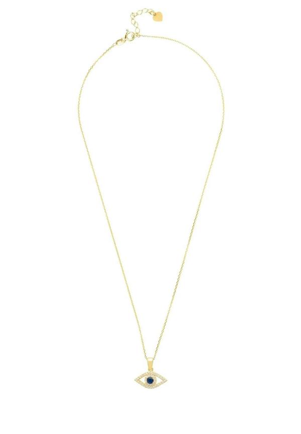 Evil Eye Elliptical Necklace Blue Gold - LATELITA Necklaces