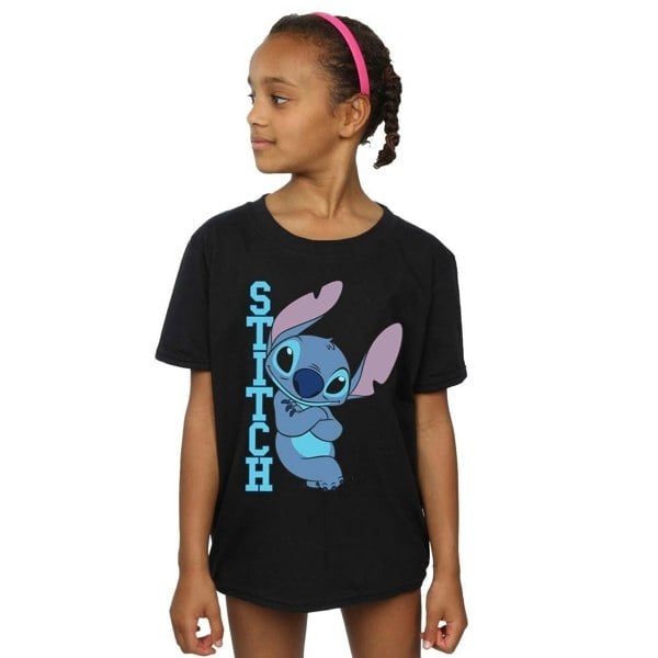 Disney Girls Lilo And Stitch Posing Cotton T-Shirt - Black