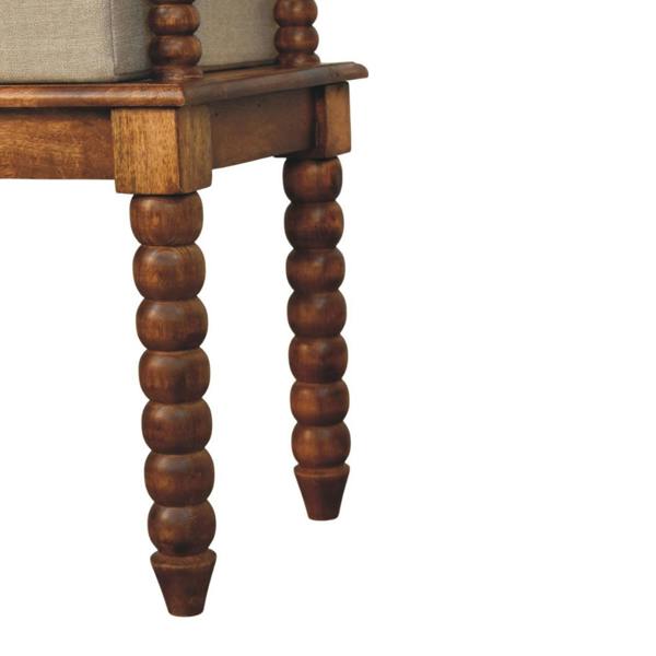 Artisan Furniture Solid Wood Spindle Amber Linen Bench