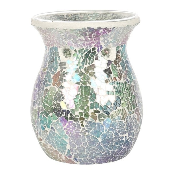 Serano Large Light Blue Iridescent Crackle Oil Burner and Wax Warmer