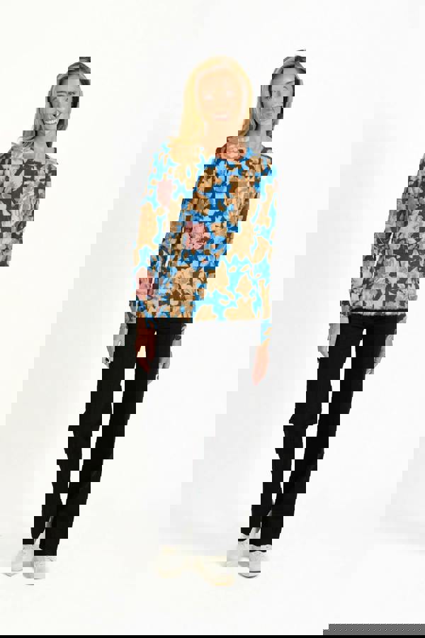 Rose Print Fluffy Yarn Jumper