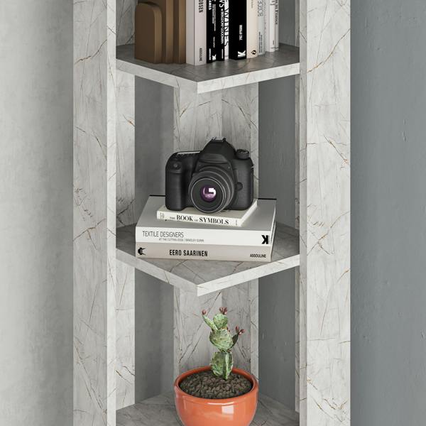 Decortie Nati Tall Corner Bookcase Modern Shelving Unit Space-Saving Storage 161cm