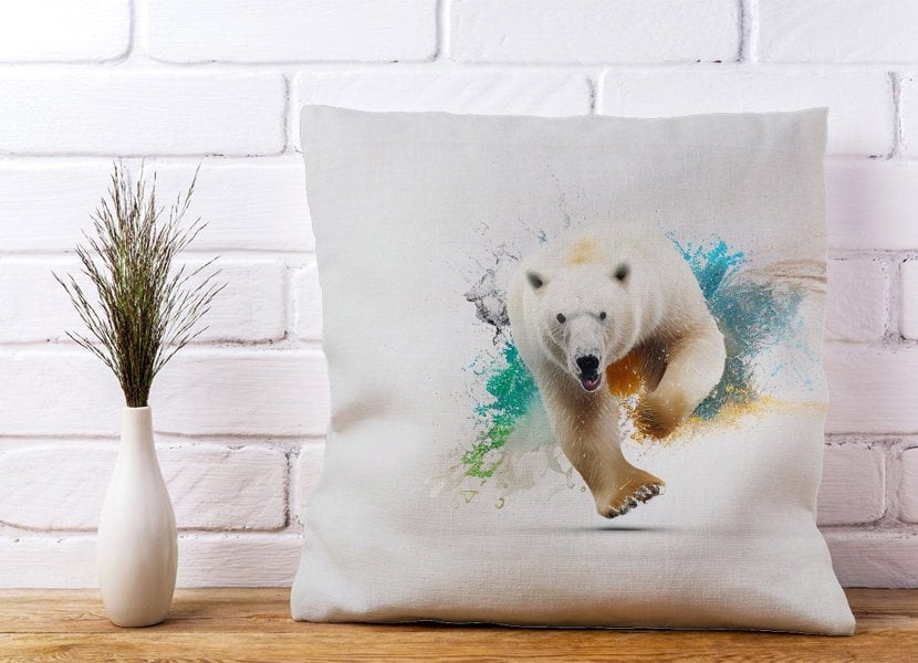 Warren Reed Charging Polar Bear Cushions