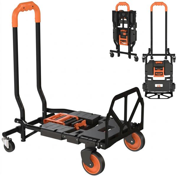 HOMCOM Multi-Purpose Foldable Trolley, Black and Orange