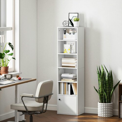 Wyld Haus Vari Wooden White Tall 6 Tier Bookcase 156cm