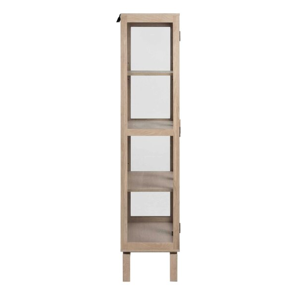 Wyld Haus Nakskov White Oak Wood Panelled Display Cabinet 2 Glass Doors