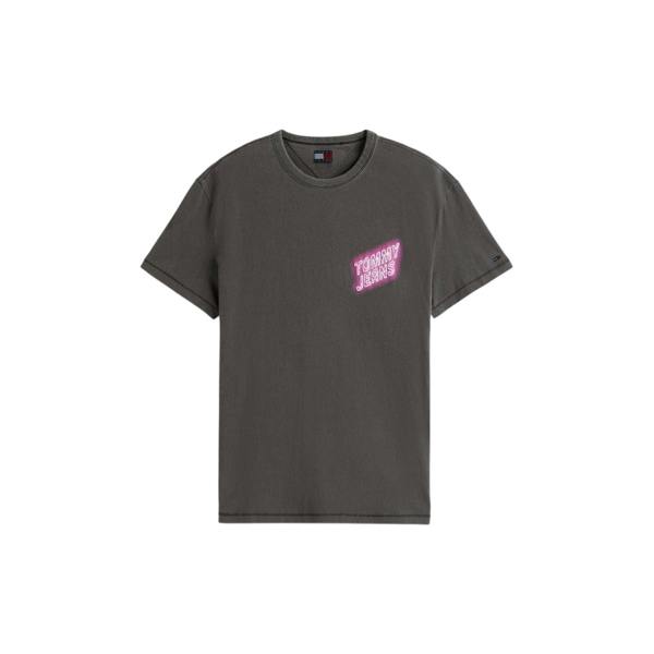 Tommy Jeans Mens Neon Sign Crew Neck T-Shirt - Black - 