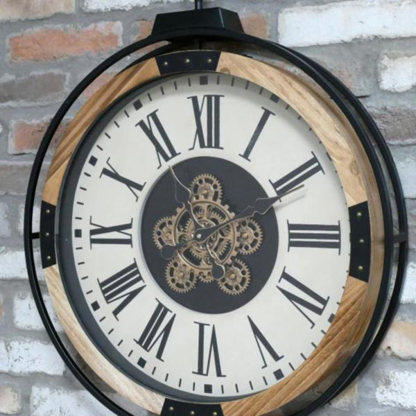 Industrial Clock With Cogs Wall mounted Home Decor