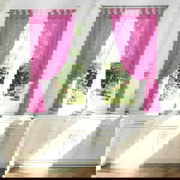 Luxury Living Voile Tab Top Curtain Pair with Crystal Tie Backs Sheer Window Panels