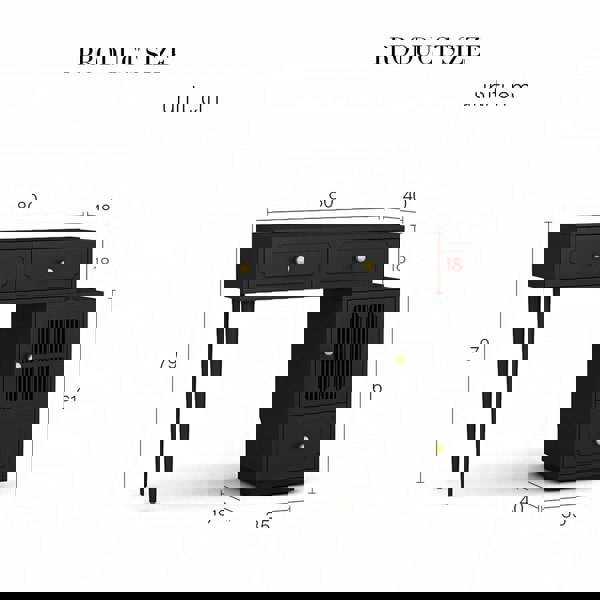 Scarlett Dressing Table With Side Cabinet & LED Mirror, Black-Weilai Concept-Weilai Concept