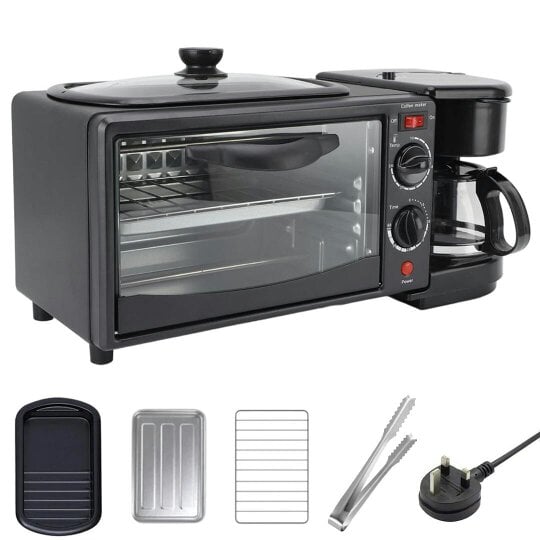 Havendro 3-In-1 Breakfast Machine, Portable Breakfast Maker with Non-Stick Griddle, Coffe