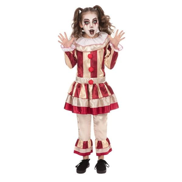 Bristol Novelty Girls Carnevil Clown - Red/Cream - 