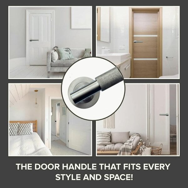 EDH Door Hardware Satin Nickel Knurled Door Handles on Round Rose – Modern Internal Lever Handle Sets