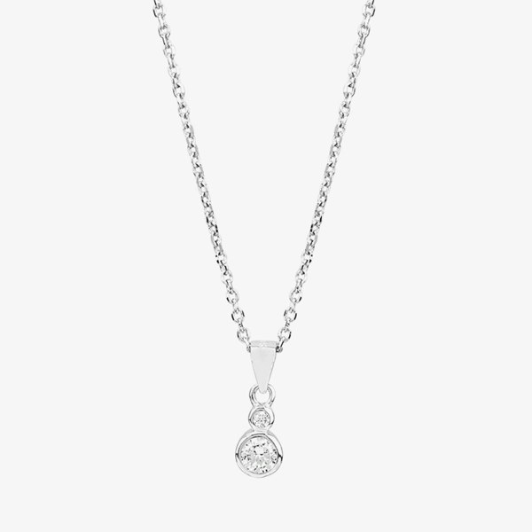 T. H. Baker Silver Cubic Zirconia Bezel-set Graduated Pendant and Earring Set SET14071