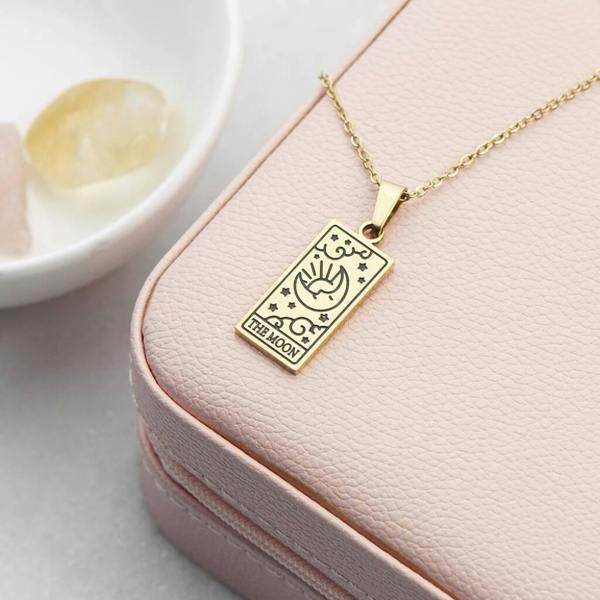 Personalised Moon Tarot Card Necklace - close-up detail