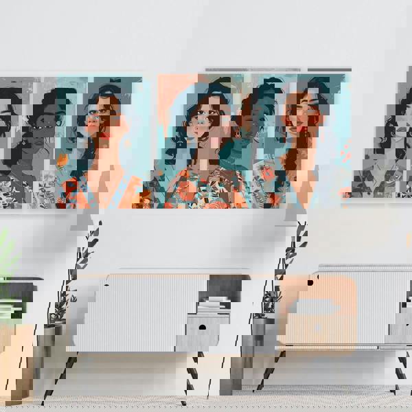 Artwork For Living Room Walls | Set of 3 Boho Women Wall art Prints