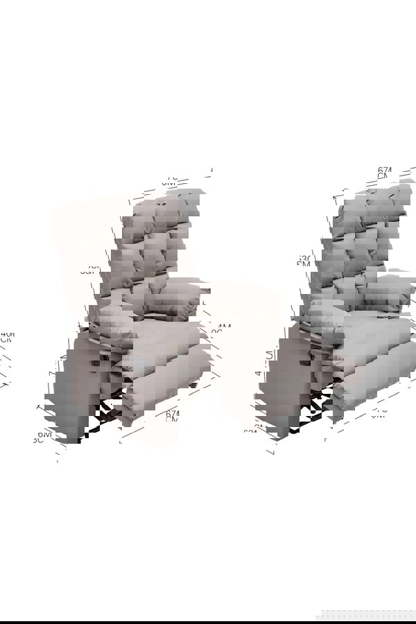 Living and Home Khaki Checkered Faux Leather Upholstered Recliner Armchair