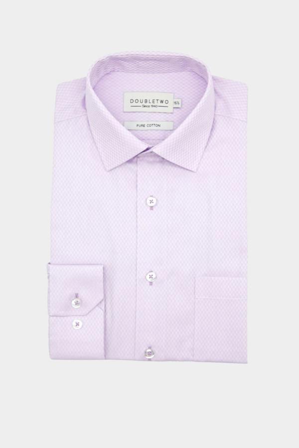 Lilac Textured Cotton Long Sleeve Shirt