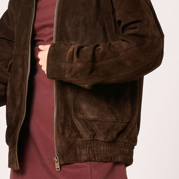 Barneys Originals Women's Brown Suede Bomber Jacket