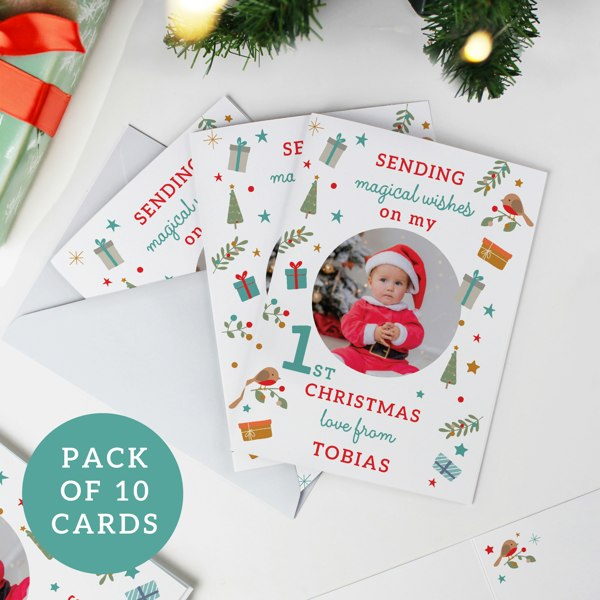 Personalised Memento Company Personalised My 1st Christmas Photo Upload Pack of 10 Cards