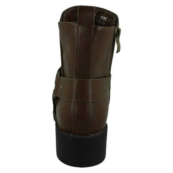 Spot On Ladies Spot On Low Ankle Boots with Ring Trim Strap F51240