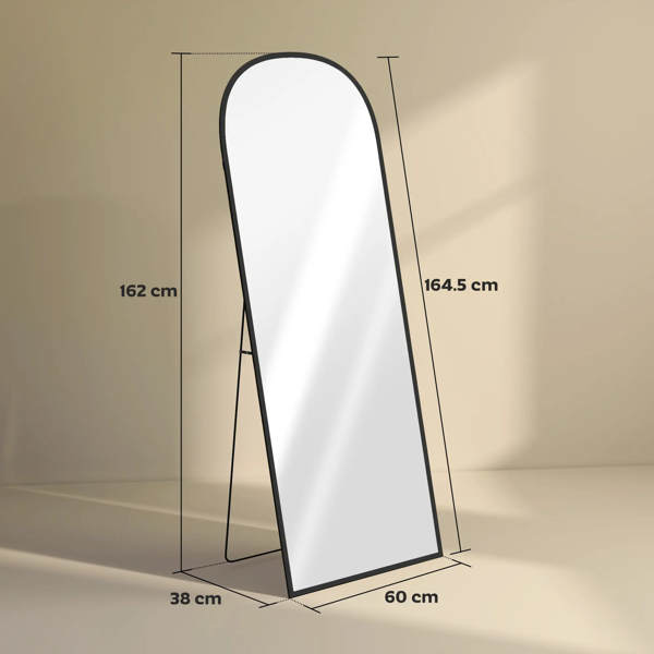 165cm Aluminium Frame Standing Mirror - Black