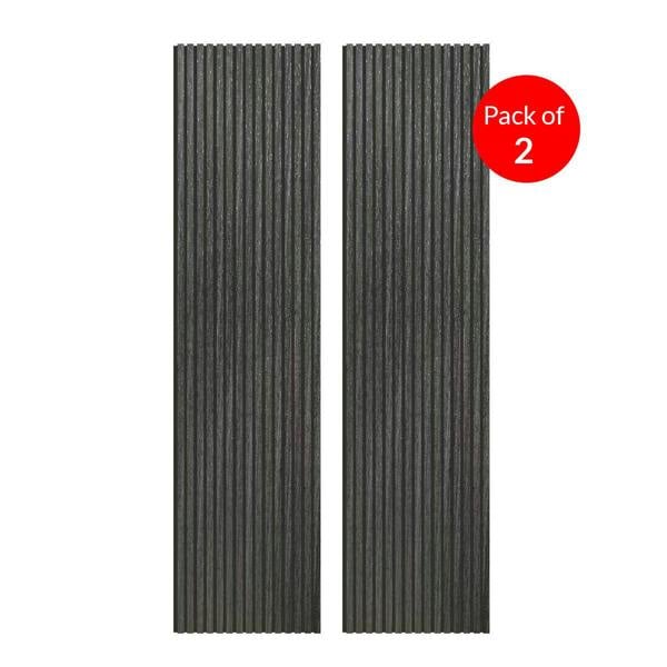 ENER-J Linear Acoustic Wall Panel -  PET + MDF, PW-Grey Engineer Wood  Size: 2400*600*21mm (Pack of 2)